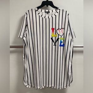 Plus Size Mesh Baseball Short Sleeve Tee